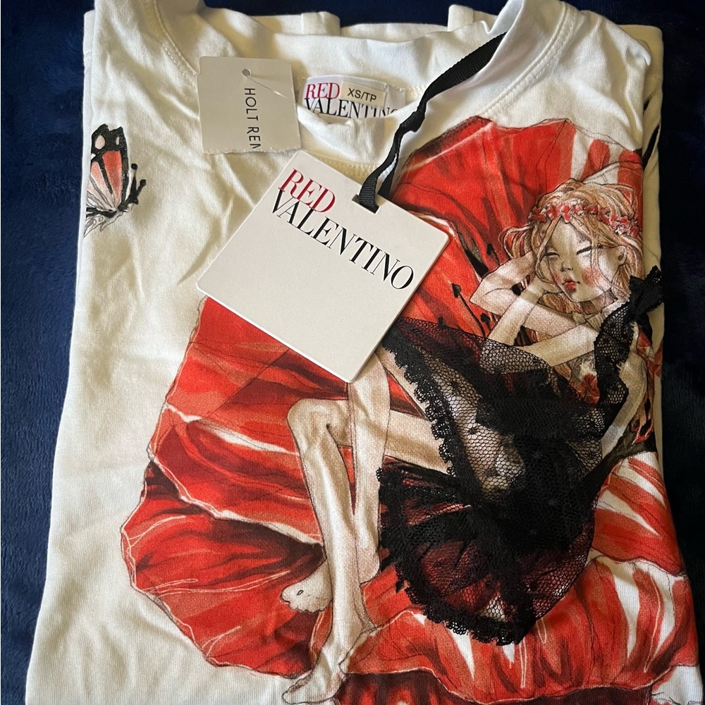 RED Valentino White Tee with Red and Black Print
